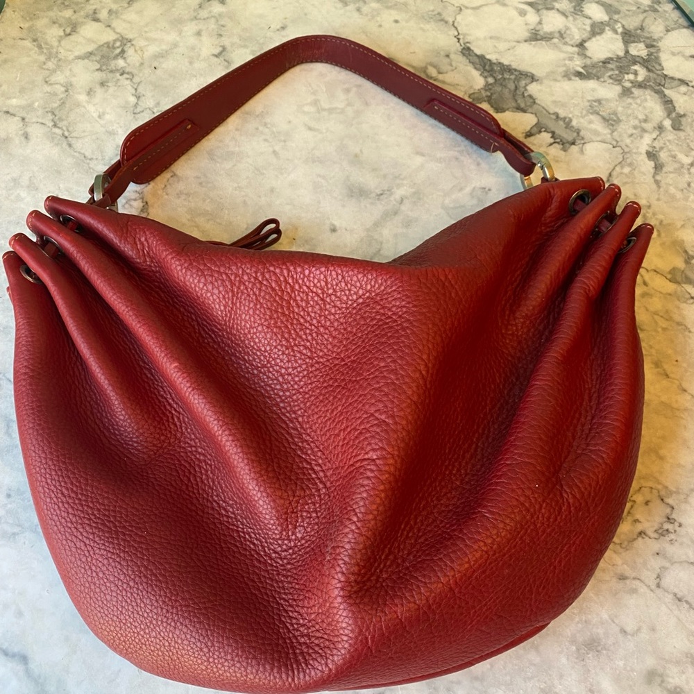 PETER KENT - FINE LEATHER purse - shoulder bag with silver metal accents